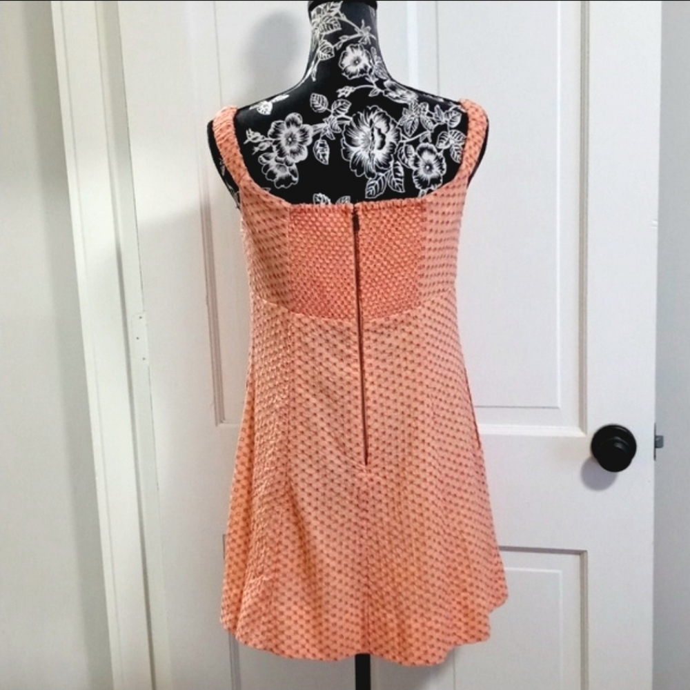 🆕️ 🍑Free People🍑 - Peach/White "Berry Kiss" Off-the-Shoulder Mini Dress - Picture 3 of 16